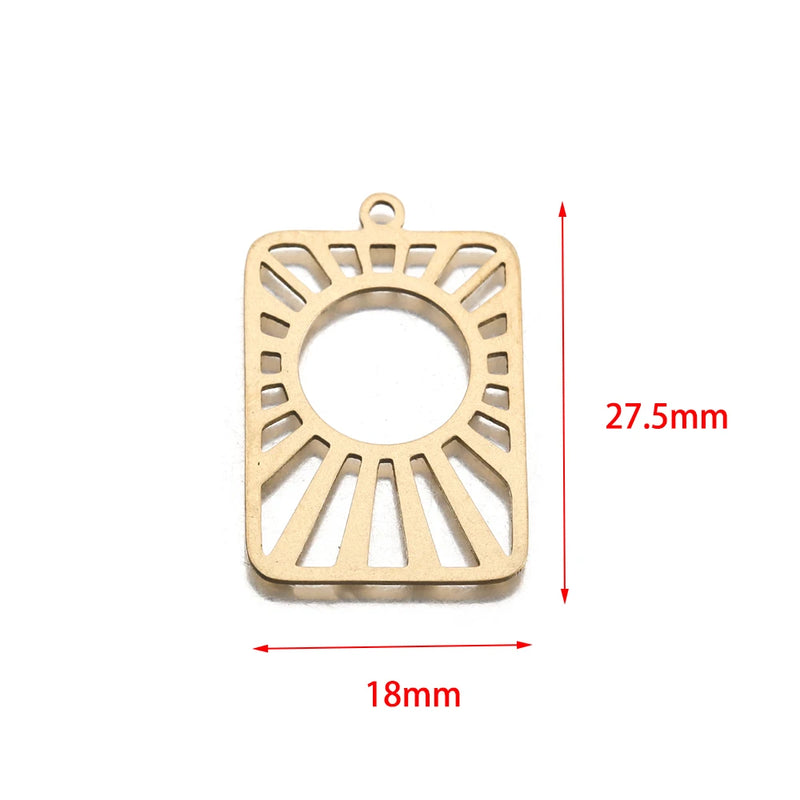 Brass Sun Ray Charms Tarot Card Pendant for DIY Celestial Jewelry