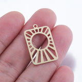 Brass Sun Ray Charms Tarot Card Pendant for DIY Celestial Jewelry