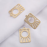 Brass Sun Ray Charms Tarot Card Pendant for DIY Celestial Jewelry