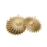 Raw Brass Sun Radiating Light Charms Daisy Flower Pendant, 6pcs