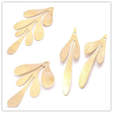 Raw Brass Textured Leaf Pendant