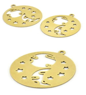 Raw Brass Star Charms Earrings, DIY Jewelry Pendants