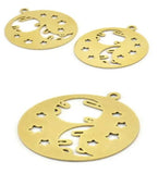Raw Brass Star Charms Earrings, DIY Jewelry Pendants