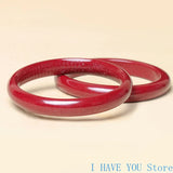 Cinnabar Bracelet Women's Antique Heart Sutra Wide Narrow Natural Hand Carving