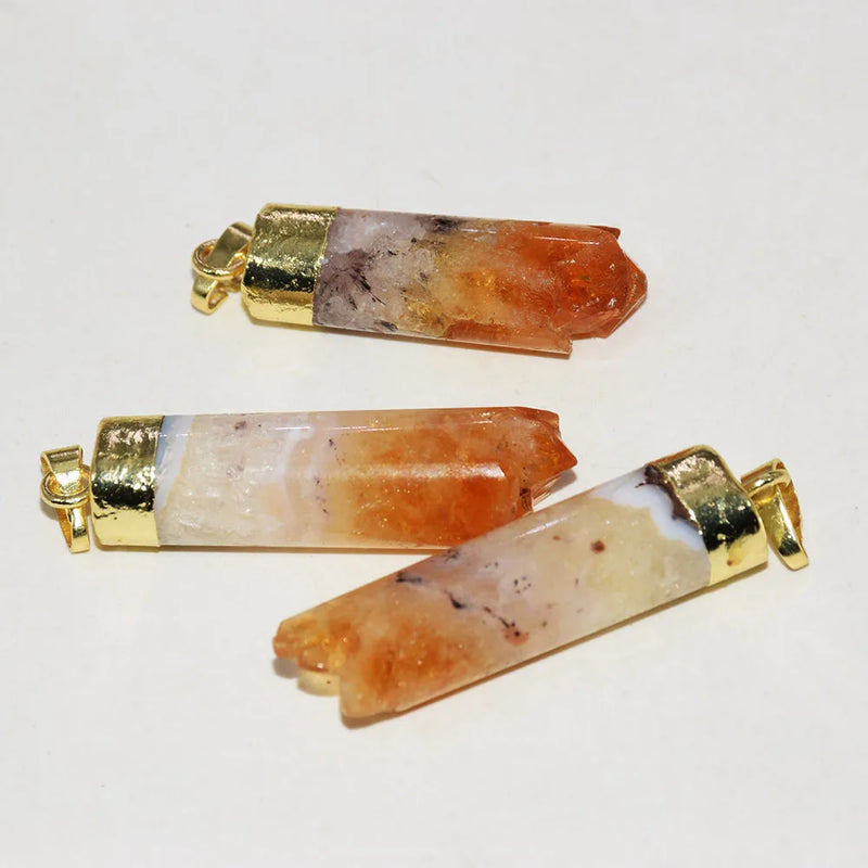 Raw Citrine Yellow Druzy Stone Necklace Pendant for Women