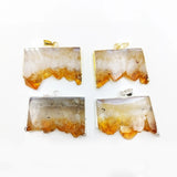 Citrine Geode Slice Pendants Yellow Druzy Charms for DIY Jewelry