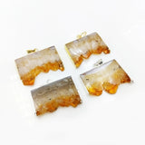 Citrine Geode Slice Pendants Yellow Druzy Charms for DIY Jewelry