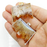 Citrine Geode Slice Pendants Yellow Druzy Charms for DIY Jewelry