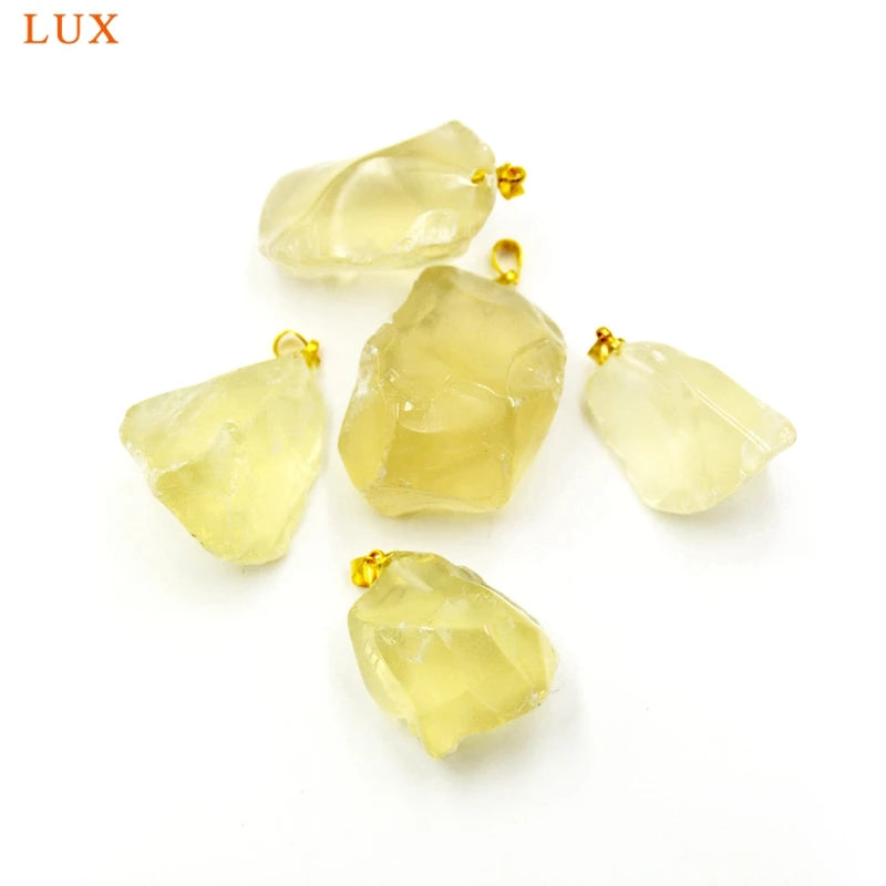 Raw Citrine Quartz Pendant Large Rough Yellow Crystal Freeform Pendant