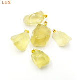 Raw Citrine Quartz Pendant Large Rough Yellow Crystal Freeform Pendant