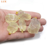 Raw Citrine Quartz Pendant Large Rough Yellow Crystal Freeform Pendant
