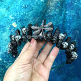 Raw Crystal Crown Wicca Dragonfly Skull Crystal Headband Jewelry