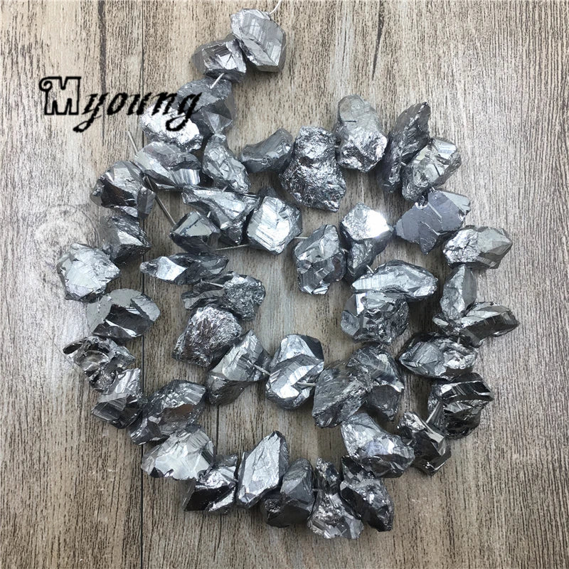 Crystal Quartz Silver Plated Point Beads for DIY Jewelry Making