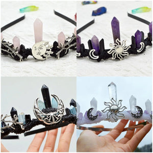 Amethyst Crystal Tiara Crown Halloween Witch Accessories