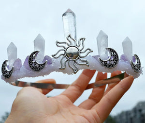 Amethyst Crystal Tiara Crown Halloween Witch Accessories