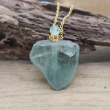 Fluorite Nugget Perfume Bottle Pendant Healing Crystal Necklace