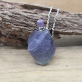 Fluorite Nugget Perfume Bottle Pendant Healing Crystal Necklace