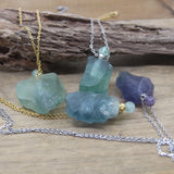 Fluorite Nugget Perfume Bottle Pendant Healing Crystal Necklace