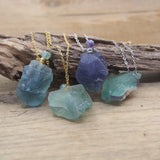 Fluorite Nugget Perfume Bottle Pendant Healing Crystal Necklace