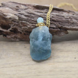 Fluorite Nugget Perfume Bottle Pendant Healing Crystal Necklace