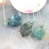 Fluorite Perfume Bottle Pendant Necklace