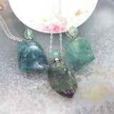 Fluorite Perfume Bottle Pendant Necklace