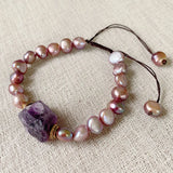 Amethysts Crystal Quartz Charm Freshwater Pearl Bracelets