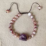 Amethysts Crystal Quartz Charm Freshwater Pearl Bracelets