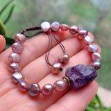 Amethysts Crystal Quartz Charm Freshwater Pearl Bracelets