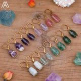 Raw Mineral Crystal Stone Earrings For Women Amethysts Dangle Earring Jewelry