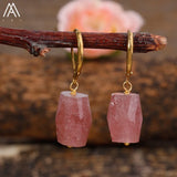 Raw Mineral Crystal Stone Earrings For Women Amethysts Dangle Earring Jewelry