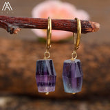Raw Mineral Crystal Stone Earrings For Women Amethysts Dangle Earring Jewelry