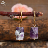 Raw Mineral Crystal Stone Earrings For Women Amethysts Dangle Earring Jewelry