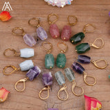Raw Mineral Crystal Stone Earrings For Women Amethysts Dangle Earring Jewelry