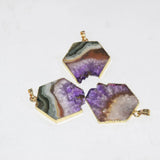 Purple Amethyst Crystal Quartz Necklace Pendant Silver Plating Jewelry