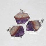Purple Amethyst Crystal Quartz Necklace Pendant Silver Plating Jewelry