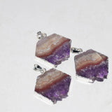 Purple Amethyst Crystal Quartz Necklace Pendant Silver Plating Jewelry