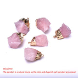 Real Rose Quartz Necklace 18K Filled Chain Natural Stone Pendant Unique Femme