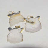 Raw Slice Drusy Stone Pendant for Jewelry Making 5pc Lot