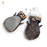Amethyst Pendant Clear Quartz Druzy Natural Cluster Crystal Charms Set