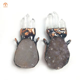 Amethyst Pendant Clear Quartz Druzy Natural Cluster Crystal Charms Set
