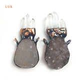 Amethyst Pendant Clear Quartz Druzy Natural Cluster Crystal Charms Set