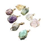Raw Stone Charm Quartz Copper Wire Wrapped Big Quartz Pendant Necklace