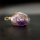 Raw Stone Charm Quartz Copper Wire Wrapped Big Quartz Pendant Necklace