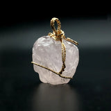 Raw Stone Charm Quartz Copper Wire Wrapped Big Quartz Pendant Necklace
