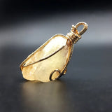 Raw Stone Charm Quartz Copper Wire Wrapped Big Quartz Pendant Necklace