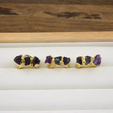 Raw Amethysts Druzy Circle Finger Ring Women Jewelry