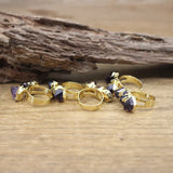 Raw Amethysts Druzy Circle Finger Ring Women Jewelry