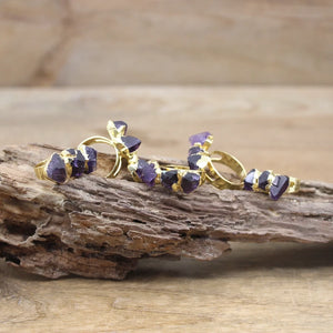 Raw Amethysts Druzy Circle Finger Ring Women Jewelry