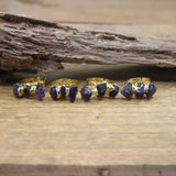 Raw Amethysts Druzy Circle Finger Ring Women Jewelry